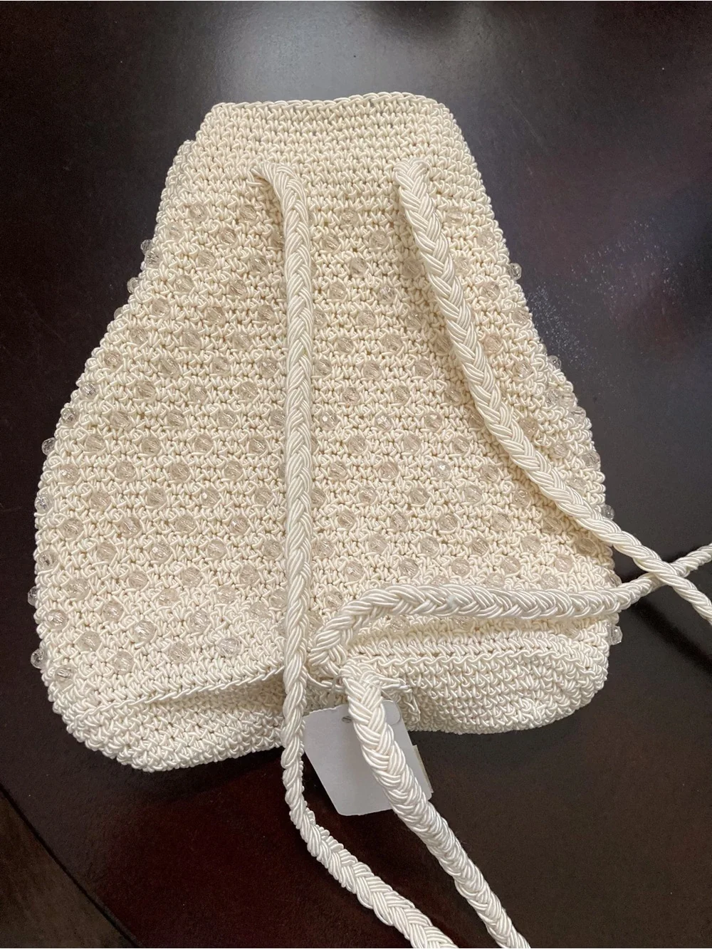 Pretty cream color beaded backpack